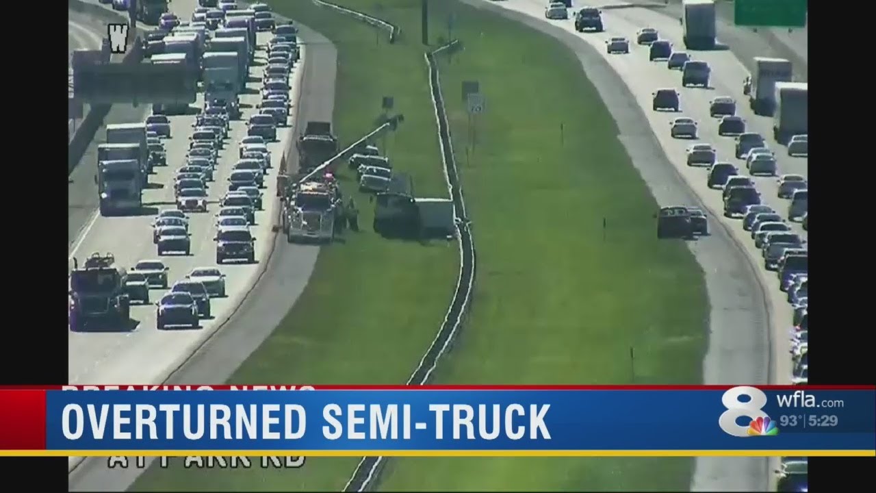Overturned truck on I-4 in Plant City