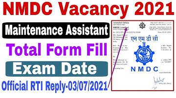 NMDC ITI Maintenance Assistant | Official RTI Reply | NMDC Vacancy 2021 | NMDC RTI Reply 3 July 2021