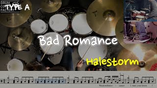 Bad Romance(동영상악보)(TYPE A)-Halestorm-유한선-일산드럼학원,화정드럼학원,드럼악보,드럼커버,Drum cover,drumsheetmusic,drumscore