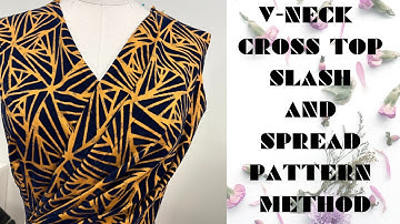 How to make an OVERLAPPING V-NECK draped/pleated top (Slash and spread method)
