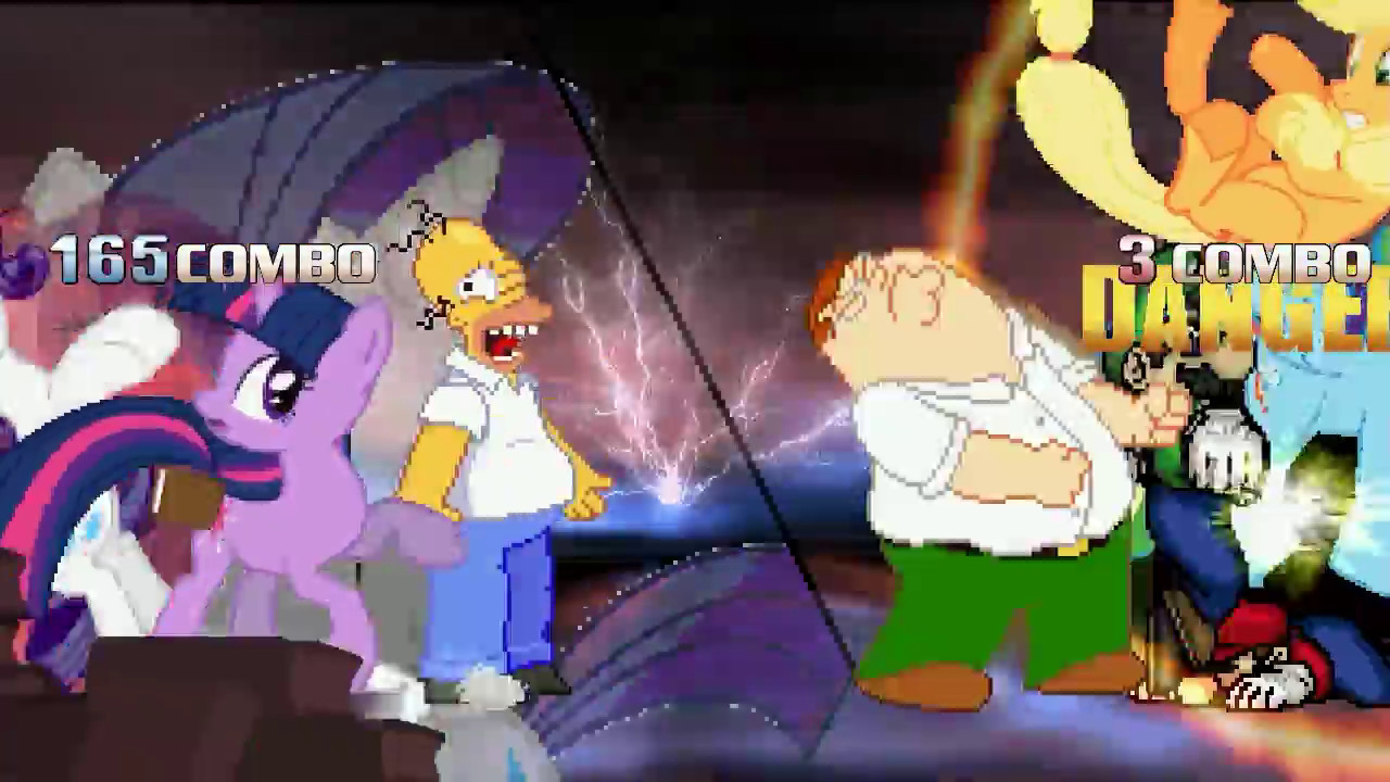 AN Mugen Request #968: Homer, Peter, Mario, Luigi VS Applejack, T.Sparkle, R.Dash, Rarity