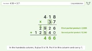 4.18 x 3.7 Long Multiplication - Step-by-Step