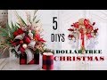 🎄5 DIY DOLLAR TREE CHRISTMAS CRAFTS 🎄 WREATH, CENTERPIECE, CANDLE