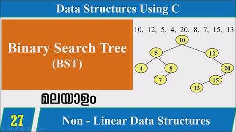 Lecture 27 – Binary Search Tree – BST (in Malayalam) – Data Structures
