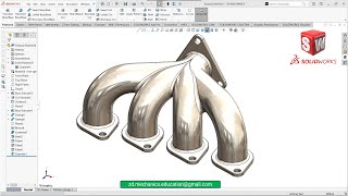 SolidWorks Tutorial: Modeling an Exhust Manifold in #solidworks . #3d  #cad #mechanics