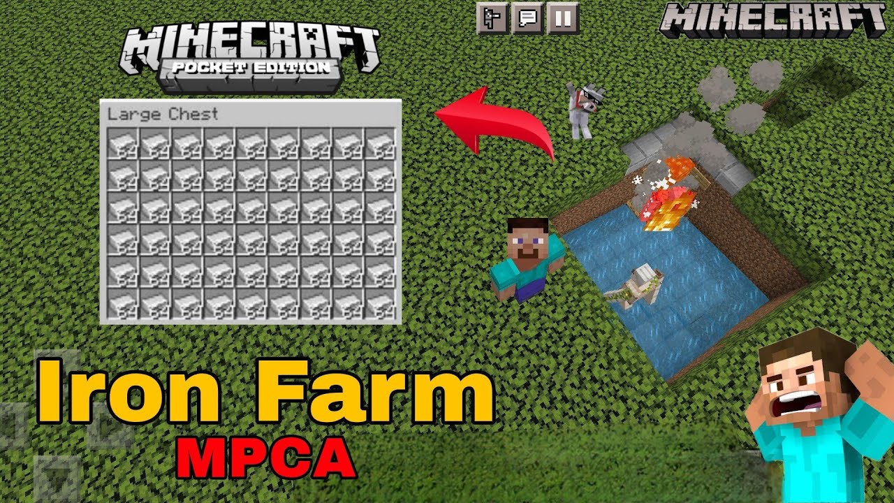 How to make Iron farm in Minecraft pocket editionIron Farm ko mpca me
