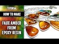 FREE Tutorial. Epoxy Resin Faux Amber cabochons with polymer clay and natural inclusions!