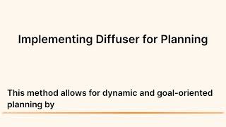 Diffusion Based Planning: The Future of Flexible Behavior Synthesis!