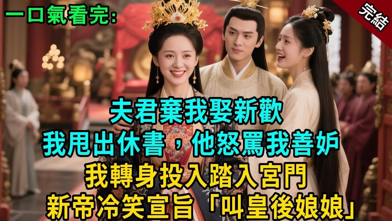 完結古言爽文：夫君棄我娶新歡，我甩出休書，他怒罵我善妒。我轉身投入踏入宮門新帝冷笑宣旨「叫皇後娘娘」#小説 #原創 #有聲小說 #古風 #爽文 #大女主 #逆襲