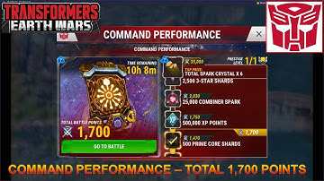 [*/\*] Transformers: Earth Wars - COMMAND PERFORMANCE Individual Event - Total 1700 battle points