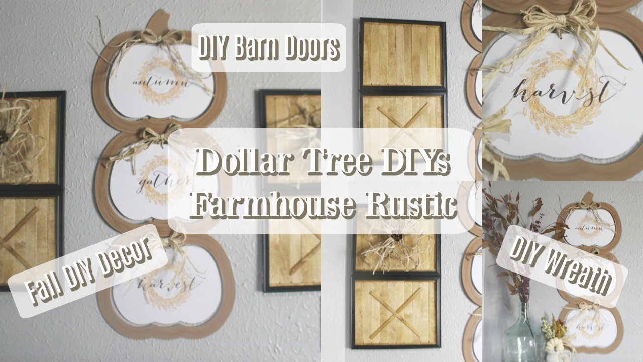 DOLLAR TREE DIYS | FARMHOUSE FALL DECOR | DIY BARN DOORS - YouTube