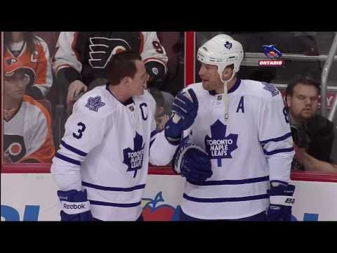 Dion Phaneuf and Mike Komisarek collid in Warm-up ...