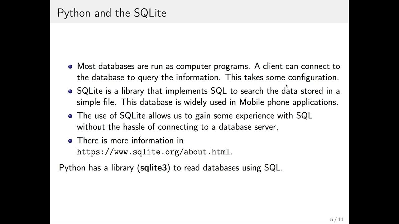 Short introduction to using SQL with python. - YouTube