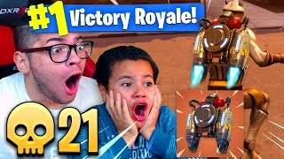 OMG *NEW* JETPACK IS OVERPOWERED! IM UNTOUCHABLE IN THE SKY! 9 YEAR OLD BROTHER FORTNITE BR 21 KILLS