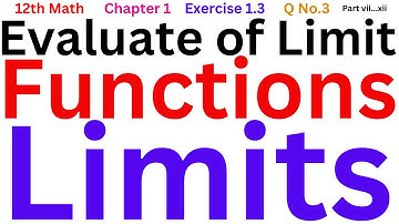 Evaluate of the limits | 12 Class Math Chapter 1 Exercise 1.3 Question No.3 Part vii..xii | Limits