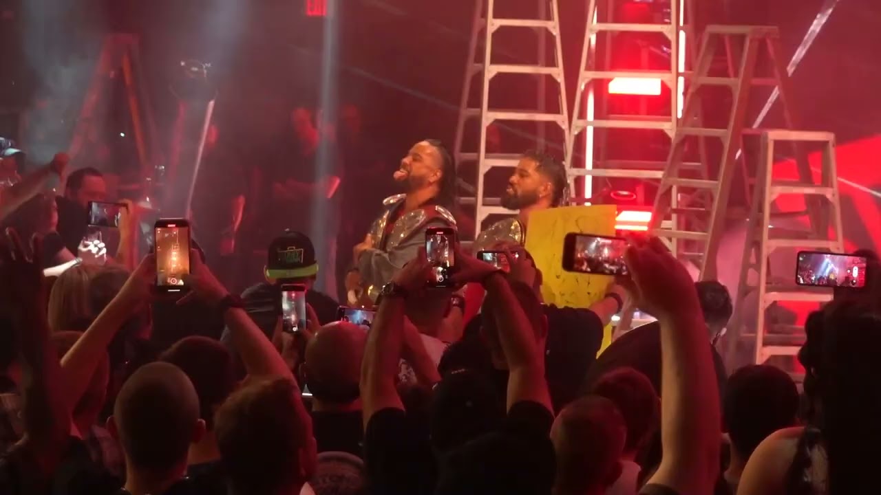 The Usos entrance as Undisputed Tag Champs Money in the Bank 2022 Las