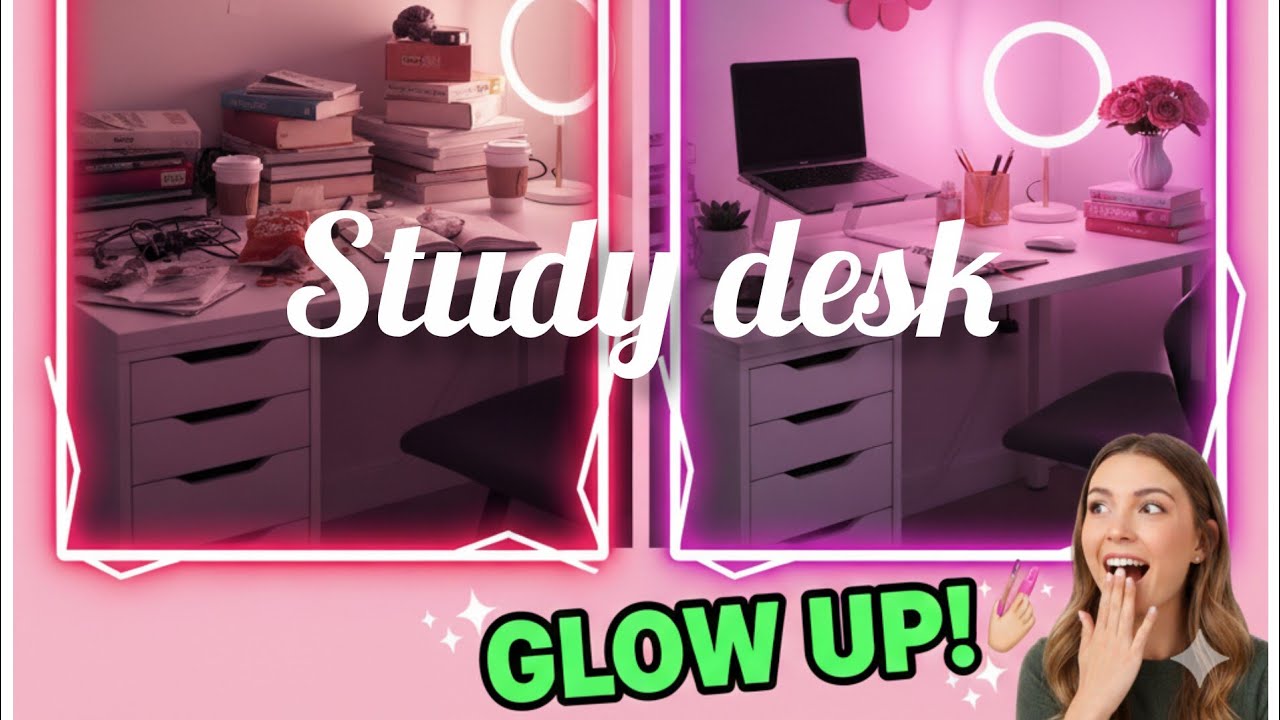 STUDY DESK GLOW UP??📷💅 Aesthetic Desk Organization & Extreme Declutter 