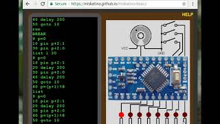 Miskatino BASIC emulator - running LEDs