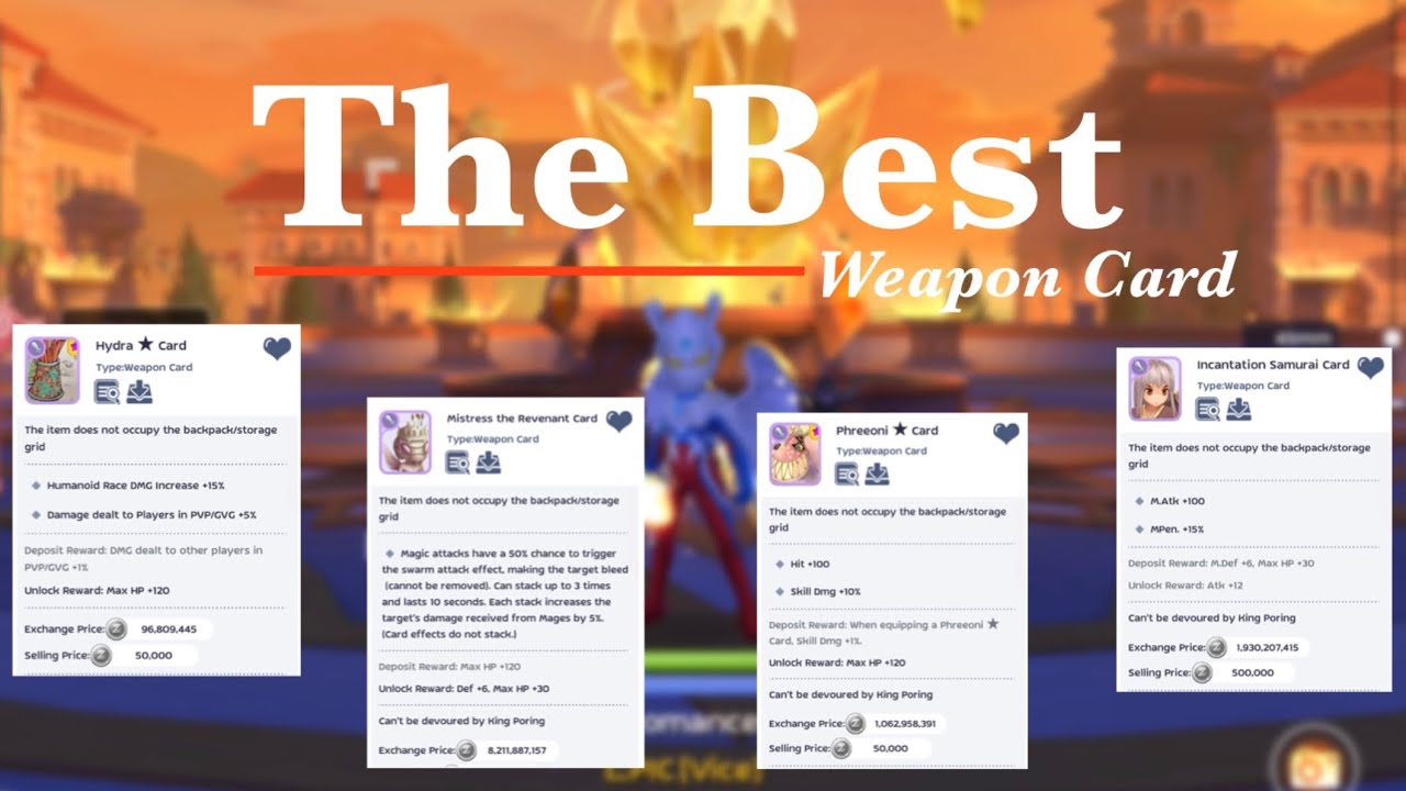 [ROM] Best End Game Weapon Card for Arcane Master, Slayer in PVP, GVG
