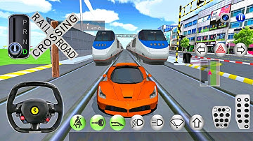 Crazy Ferrari Driver vs Bullet Train Railway Station In 3D Driving Class - Android IOS Gameplay