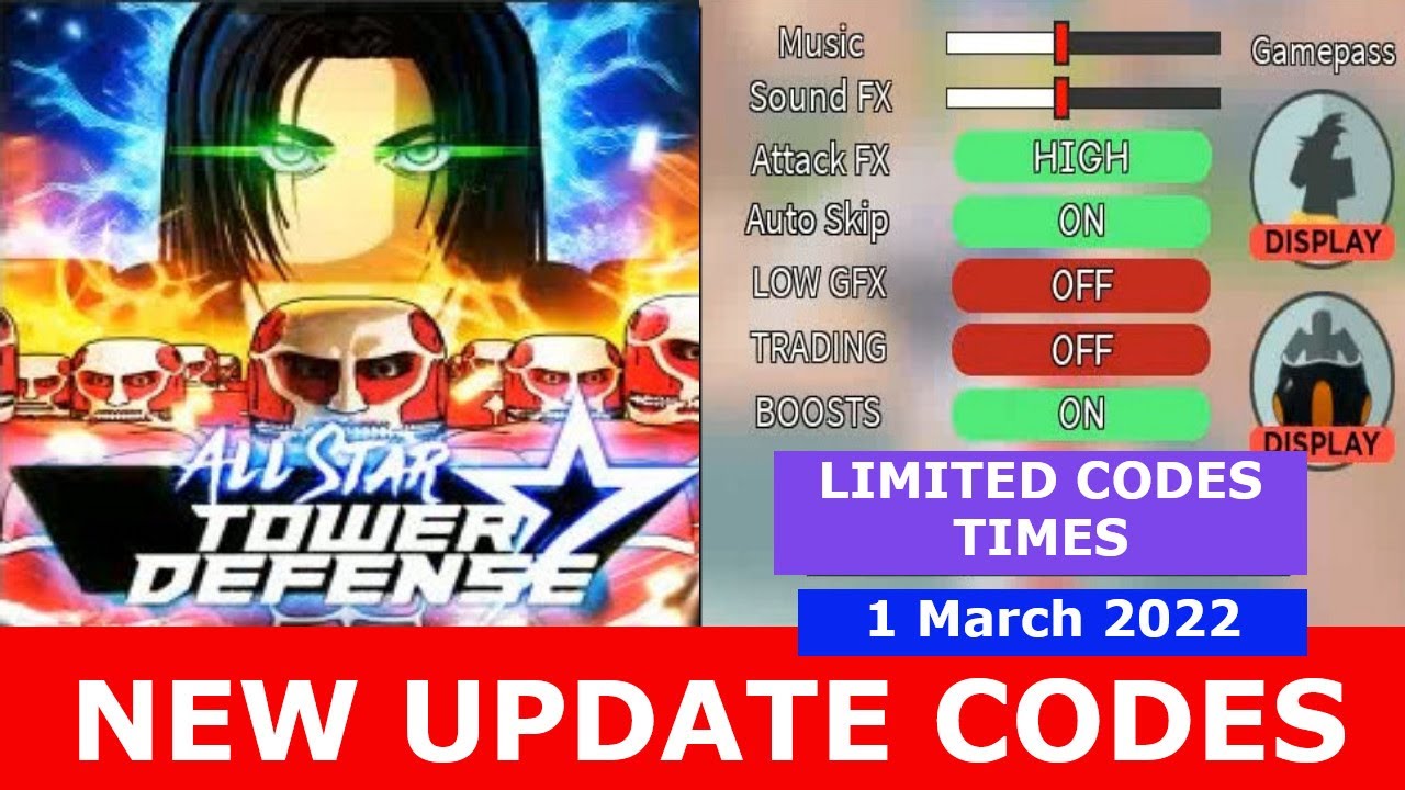 NEW UPDATE CODES [RUMBLE] All Star Tower Defense ROBLOX