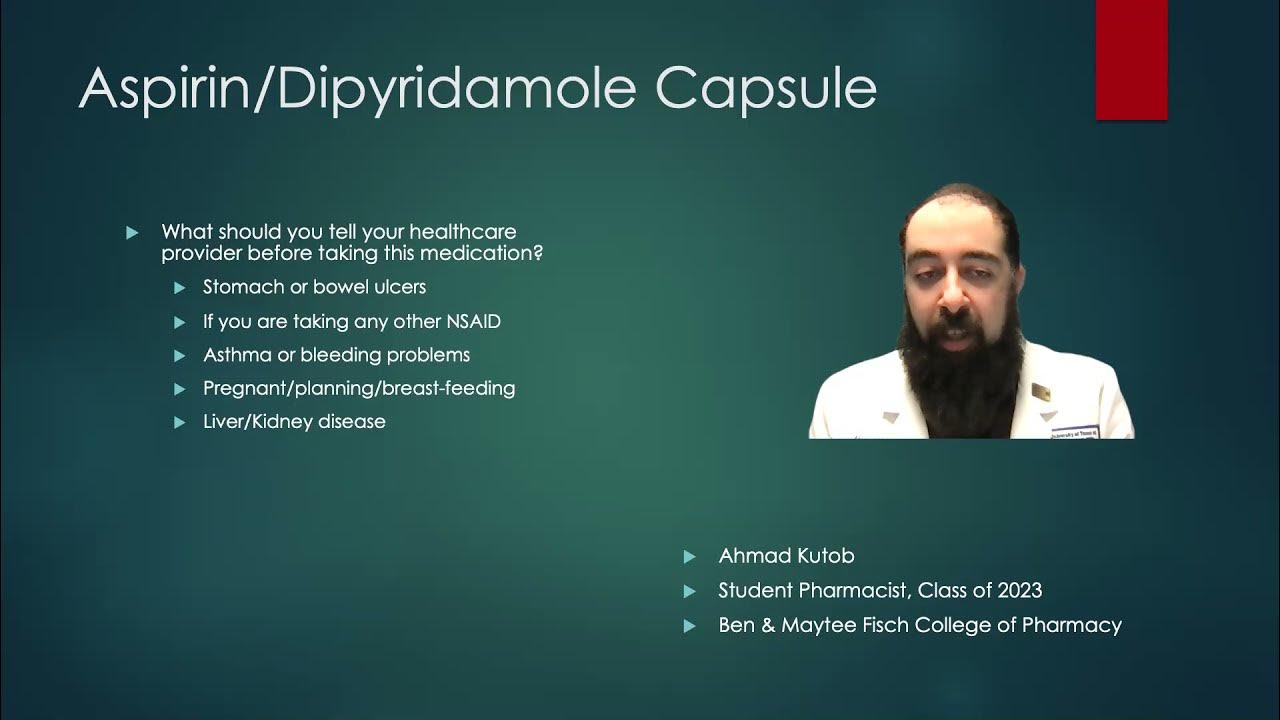 Aspirin/Dipyridamole (Aggrenox) Oral Capsule Counseling YouTube