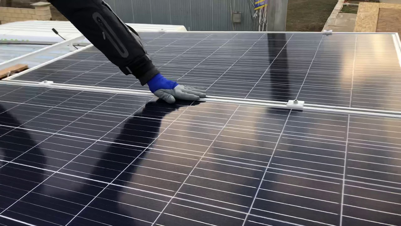 Solar panel clamp.  Монтаж солнечной панели. Крепления из полиацеталь. Composite mounts.