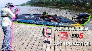 Quest for Giant Texas Bass - Bass Fishing Sam Rayburn - Day 1 Practice MLF Big5 Tournament