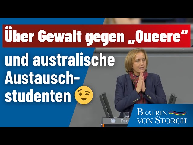 Beatrix von Storch: Über Gewalt gegen Queere und australische Austauschstudenten 😉
