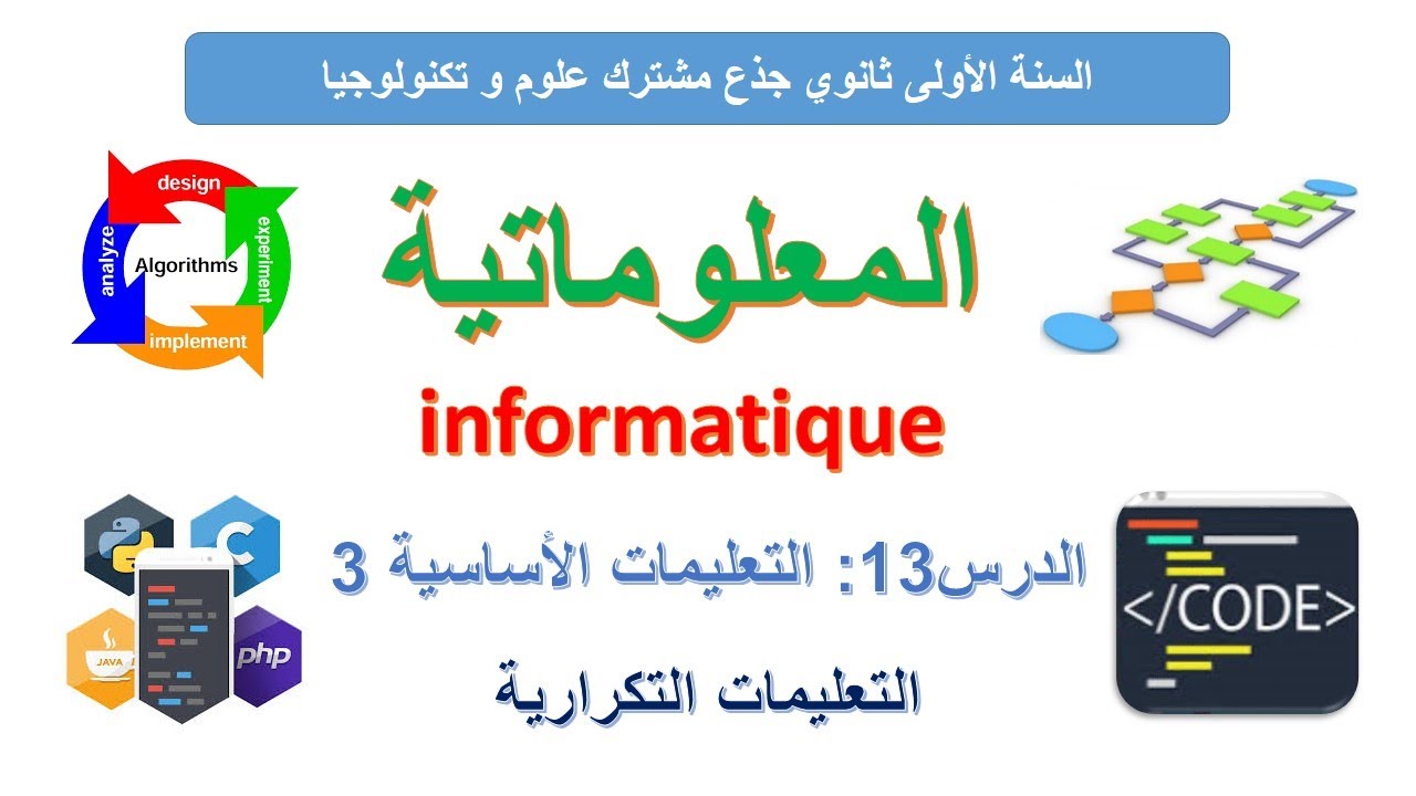 الدرس الثالث عشر من دروس المعلوماتية - التعليمات التكرارية (Pour - Tant que) Instruction répétitive