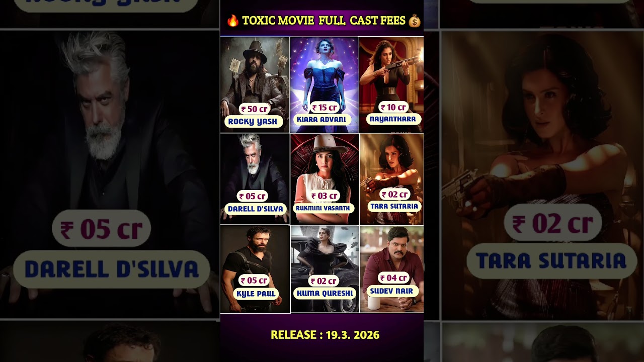 Toxic Movie Cast Fees 💰| Yash ₹50Cr 🔥| Kiara 15Cr | Releases 19 March 2026