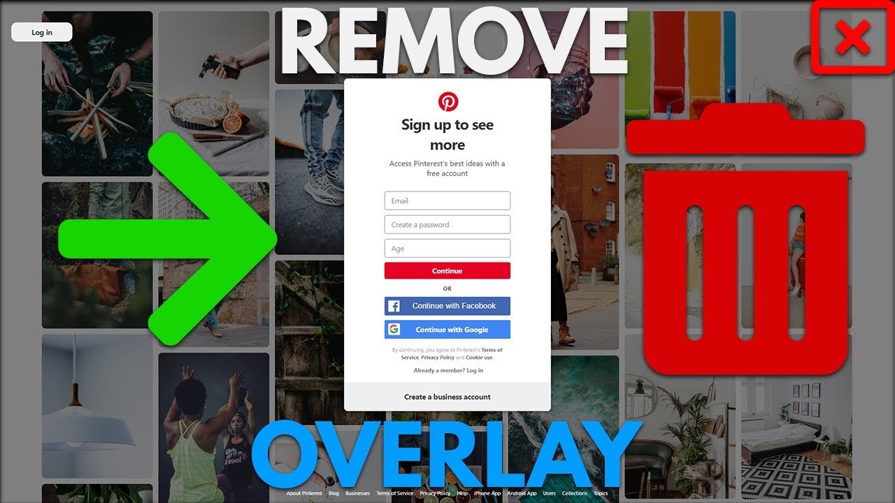 How to Remove Pinterest Sign Up/Login Overlay Forever YouTube