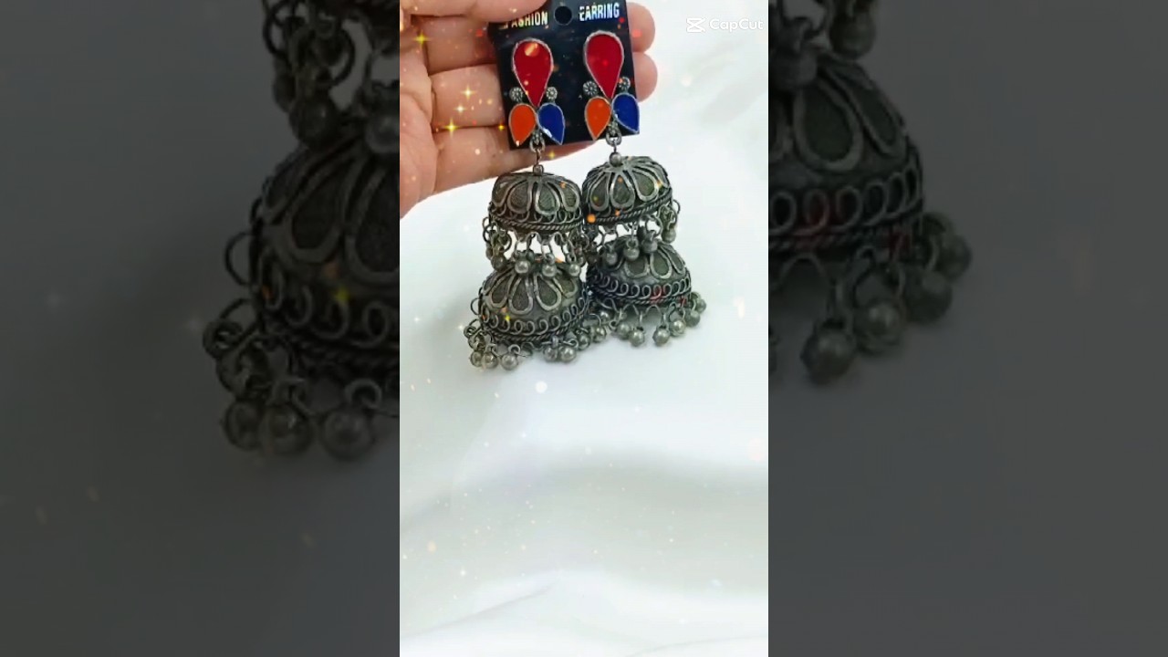 Oxidized Silver Jhumka 