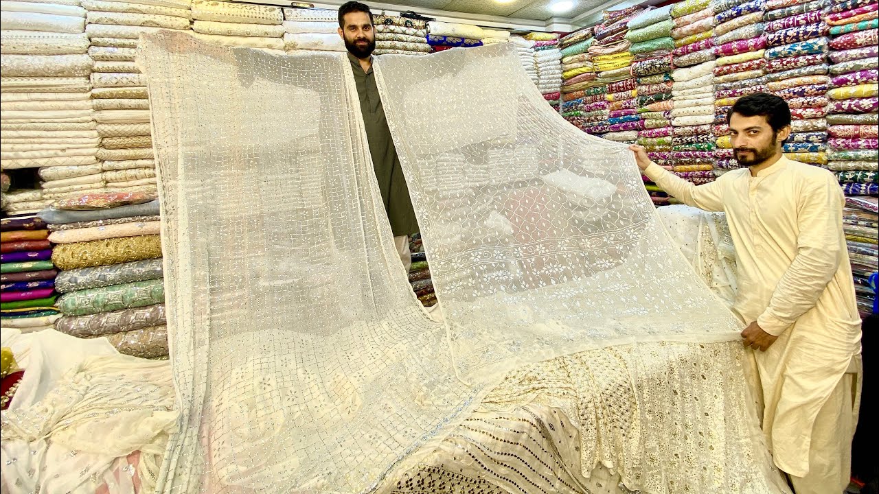 Sasta Khan New pakistani mukesh dresses saree White mukesh suit