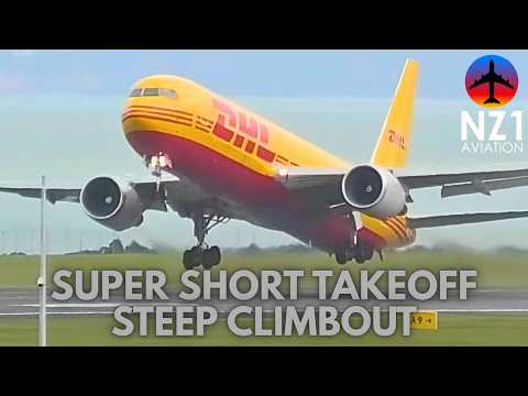 DHL 767 Super Short Takeoff and Rocket Climb-Out