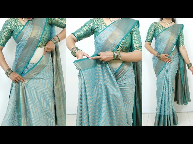 Beginners saree draping tutorial | easy saree draping with perfect pleats | sari draping idea class=