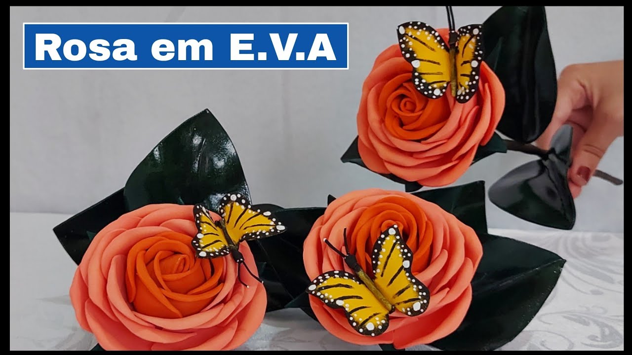 Diy rosas em E.V.A, sem frisador - Flôres artificiais