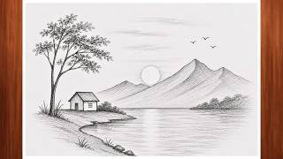 Learn How to Draw Scenery Art for Beginners | Beautiful Pencil Landscape Drawing Full Tutorial