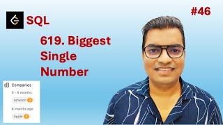 #46 SQL LeetCode 619. Biggest Single Number | SQL Interview Question Net Worth