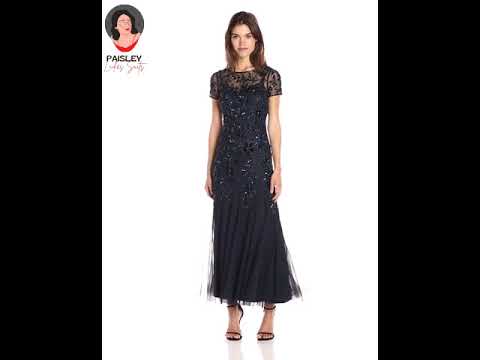 Adrianna Papell Women's Petite Floral Beaded Godet Gown | Formal Dresses
