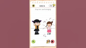 Brain Test 4- Level- 34 (Stop her awful singing) #kaigaming #braintest #hardpuzzle