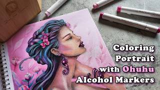 Coloring Portrait with Ohuhu Alcohol Markers 🌸 First Impressions & Blending Test screenshot 5