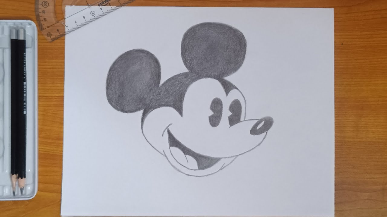 How to draw Mickey Mouse with a pencil quickly and easily