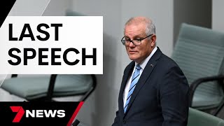 Scott Morrison chokes back tears during final speech at parliament | 7 News Australia
