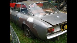 Scrap yard cars. Italian Alfa Romeo, Lancia, Fiat