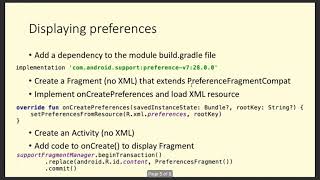 CO5225 Android / Kotlin Lecture 8 - Preferences