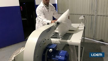 Stuffing machine for pillows, cushions and plush toys. With high precision scale and feedback system