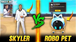 Skyler vs Robo Pet Ability Test First Time In Free Fire || Pet vs Character - Garena Free Fire