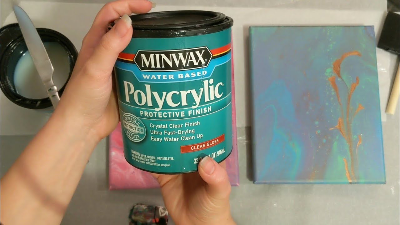 Sealing Acrylic Pour Painting with Minwax Polycrylic Protective Finish  Clear Gloss #YT100 Day 5 