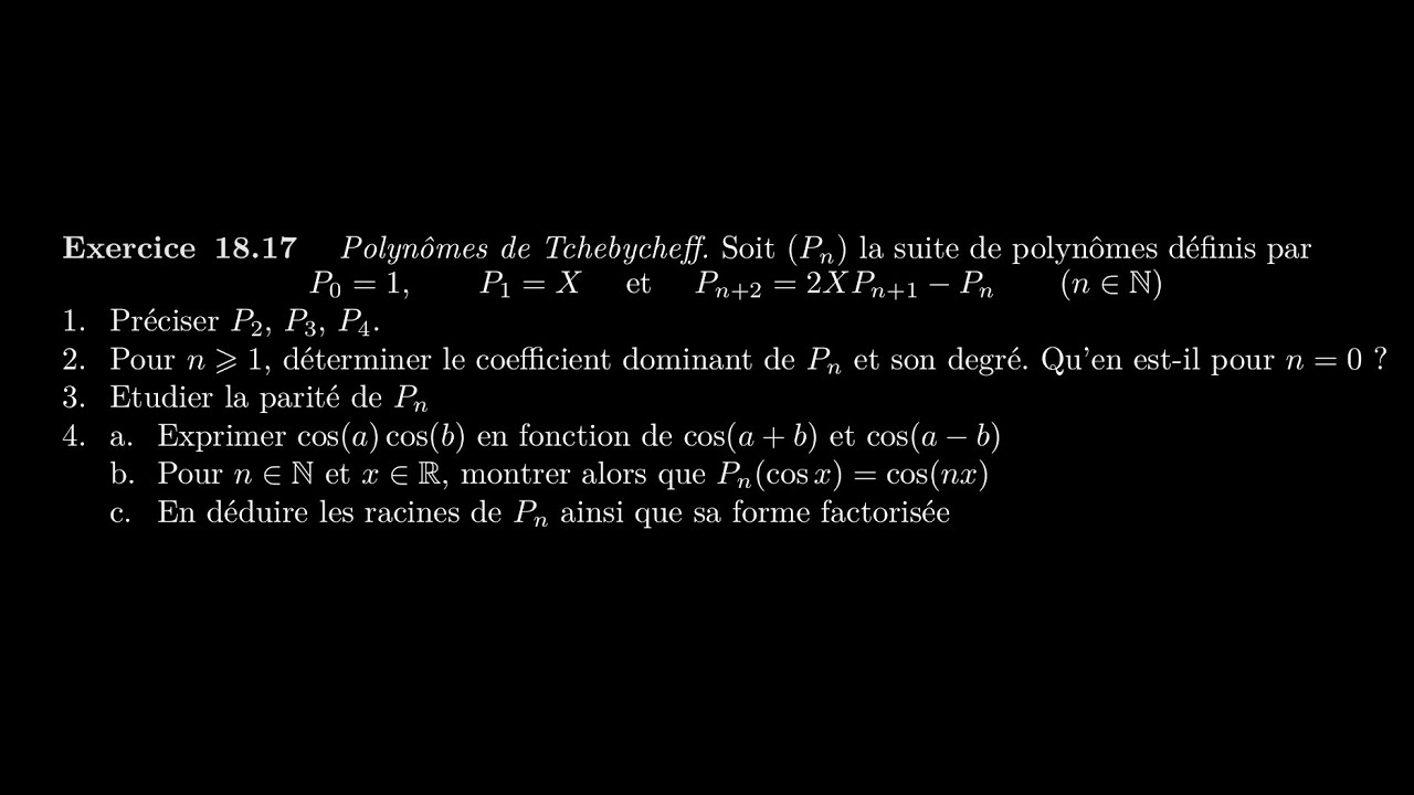 18.17 Polynômes de Tchebychev (de première espèce)